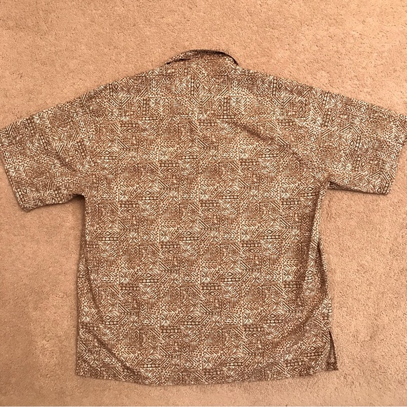 Cooke Street Honolulu Mens Short Sleeve Hawaiian Shirt Size Large Tan White - Picture 3 of 7